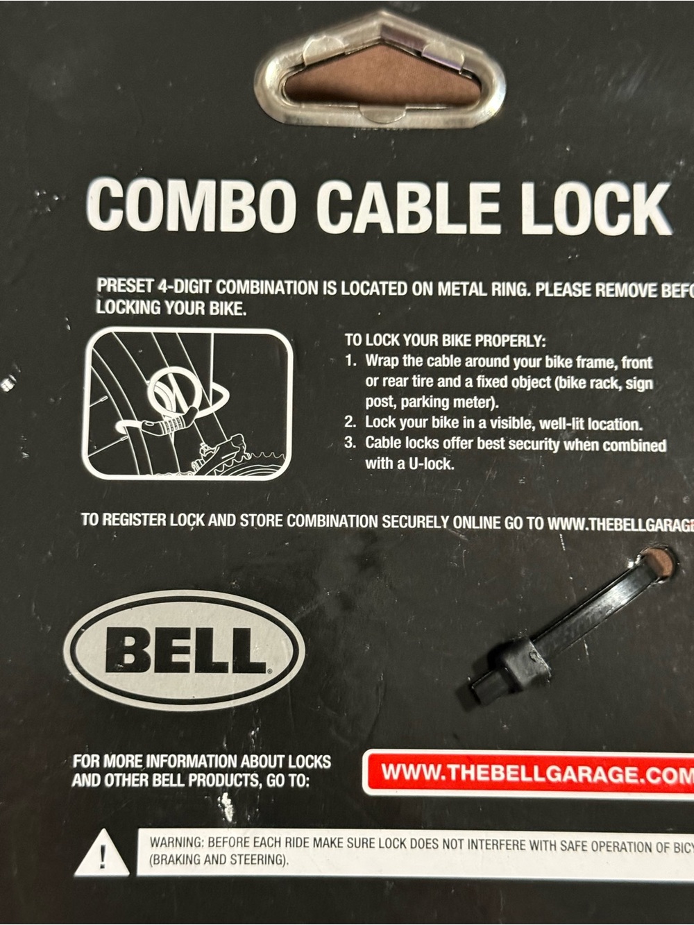 Bell Combo Cable Lock 8mm x 5ft Bicycle Bike Security Lock New - Picture 3 of 3